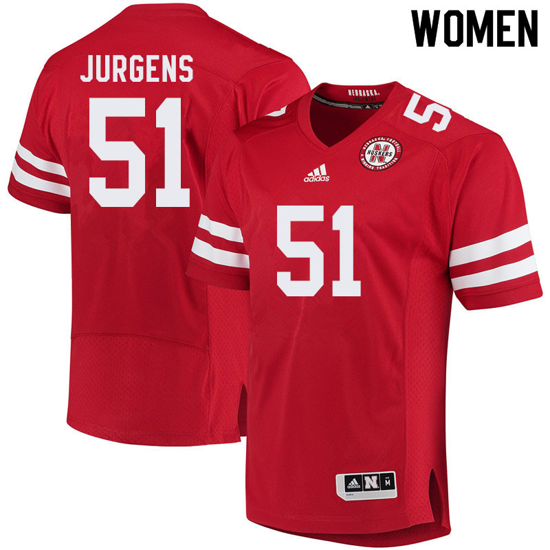 Women #51 Cameron Jurgens Nebraska Cornhuskers College Football Jerseys Sale-Red